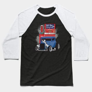 Blue 1932 Chevy 5 Window Coupe Hot Rod Garage Built Print Baseball T-Shirt